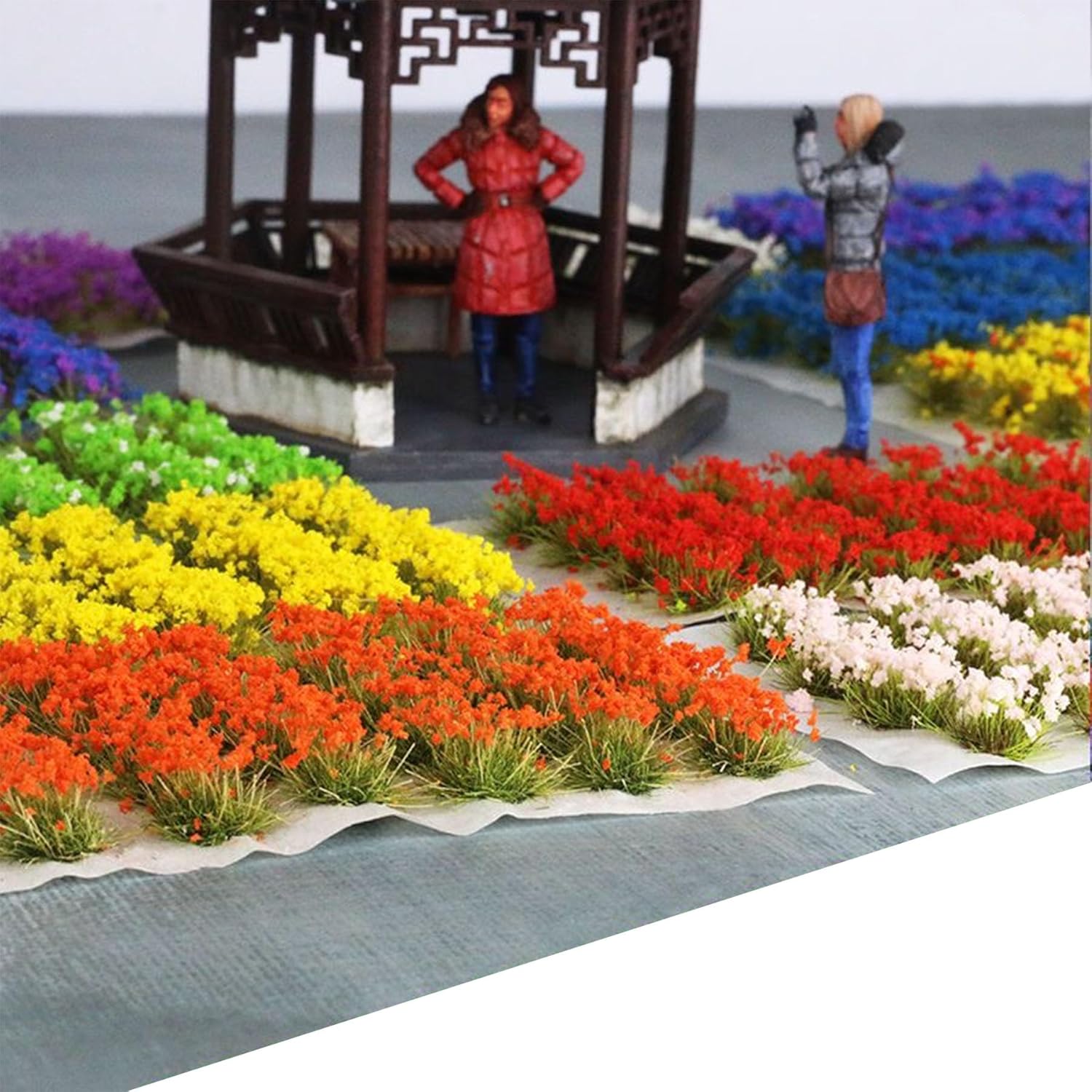Woohome Static Grass Tuft Model Grass Tufts, 32 PCS Railway Artificial Grass Purple Bushy Tuft Flower Cluster Vegetation Groups for DIY Architecture Building Model Train Landscape Railroad Scenery