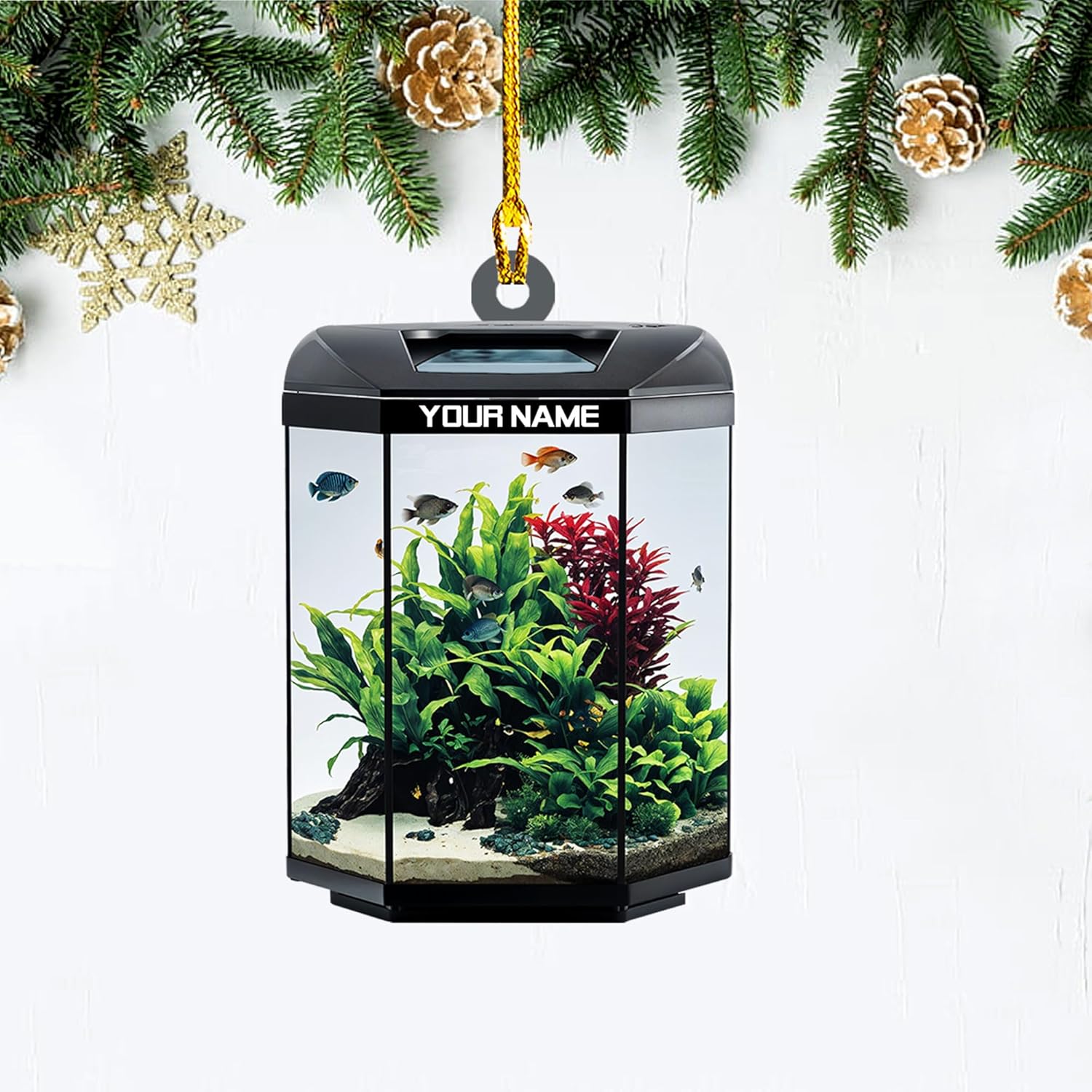 Personalized Aquarium Christmas Ornament, Fish Christmas Ornament, Gift for Fish Lover, Custom Aquarium Christmas Tree Keepsake, Kids First Gift Ideas, Pet Kids Ornament (AFT2)