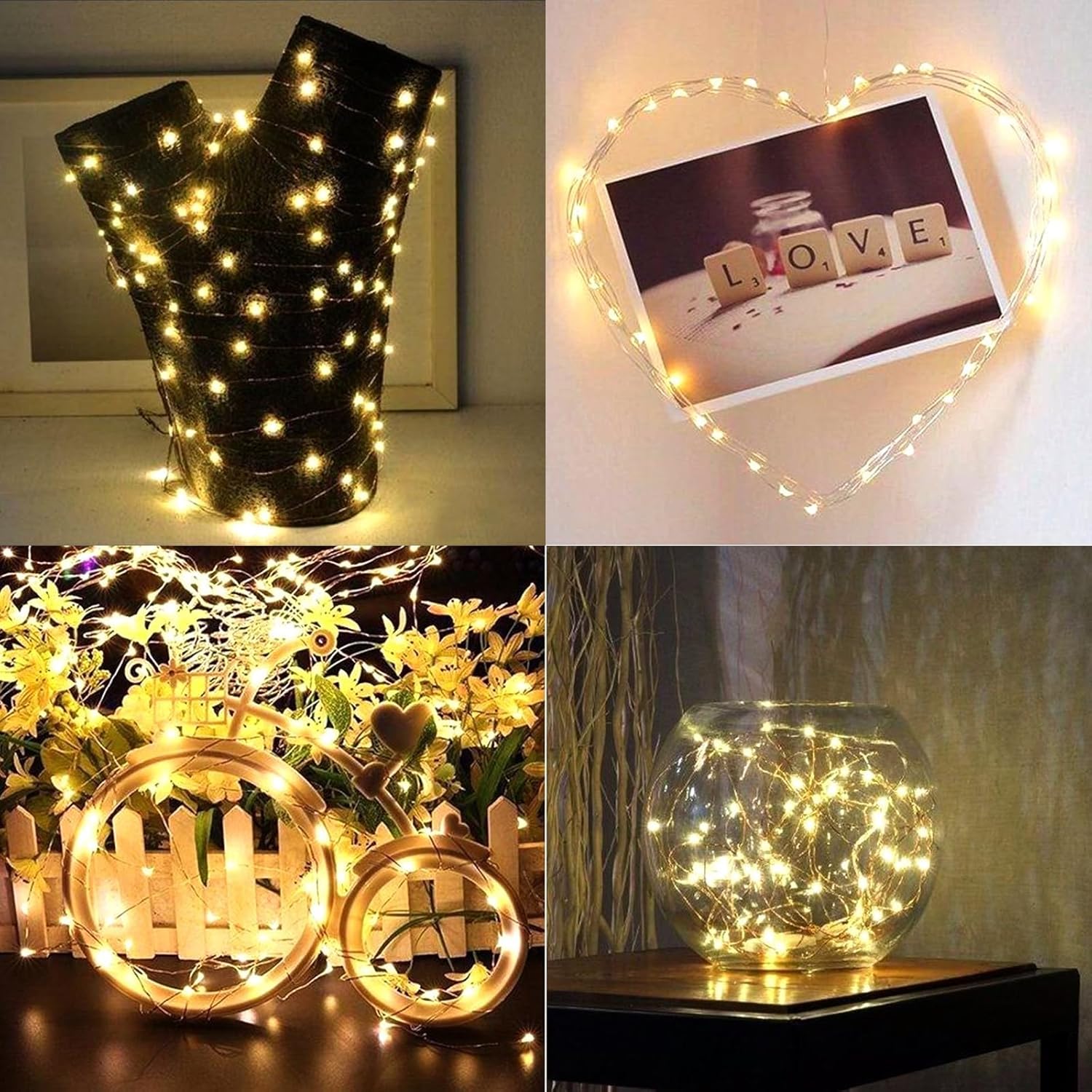 LAMPHOME Fairy Lights Plug in, 33Ft 100 LEDs Waterproof Twinkle Firefly Lights, Adaptor Included, Starry String Lights for Wedding Indoor Outdoor Christmas Patio Garden Decoration, Warm White