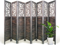 NicBex 8 Panel Room Divider 5.6FT Wood Carved Room Dividers, Folding Privacy Screens Portable Freestanding Partition Wall Dividers for Home Bedroom Office, Rustic Brown