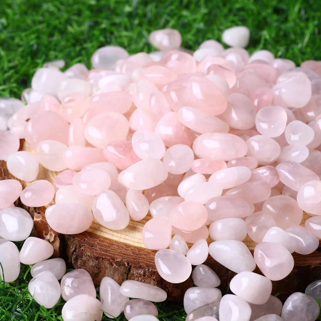 Polished Rose Quartz Crystals 0.62lb Natural Gemstones Crystal Bulk Tumbled Polished Stones Irregular Rocks Chakra Colorful Crystal Vase Filler Decoration Energy Reiki Beginner Gifts
