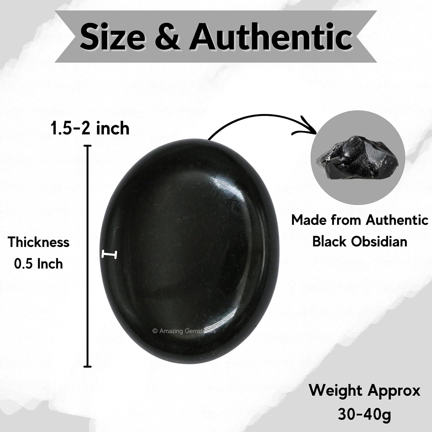 Amazing Gemstone Black Obsidian Crystals and Healing Stones - Large Palm Stone Crystals Piedra - Crystal for Good Luck, Balanced Positive Energy, Meditation - Unique Stocking Stuffers & Birthday Gift