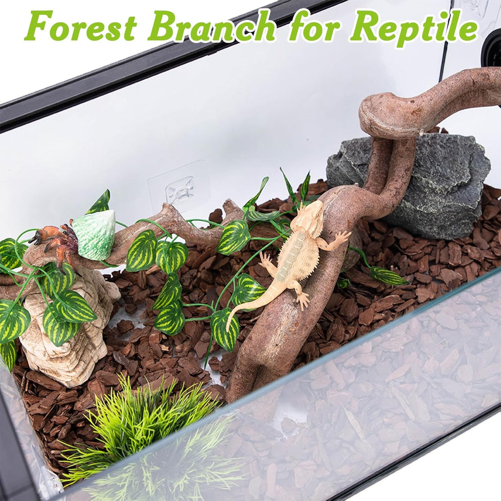 Reptile Branches for Climbing Natural Snake Climb Branch 4 Pack Wood Forest Tree Trunk Decor Lizard Habitat Terrarium Decorations for Bearded Dragon Geckos Chameleon Frog
