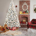 4FT Pre-Lit Flocked Christmas Tree with 100 Warm White Lights, Full White Christmas Tree with Premium PVC Branches,Realistic Snowy Look, Indoor Fake Snow Xmas Tree for Home Office Shops