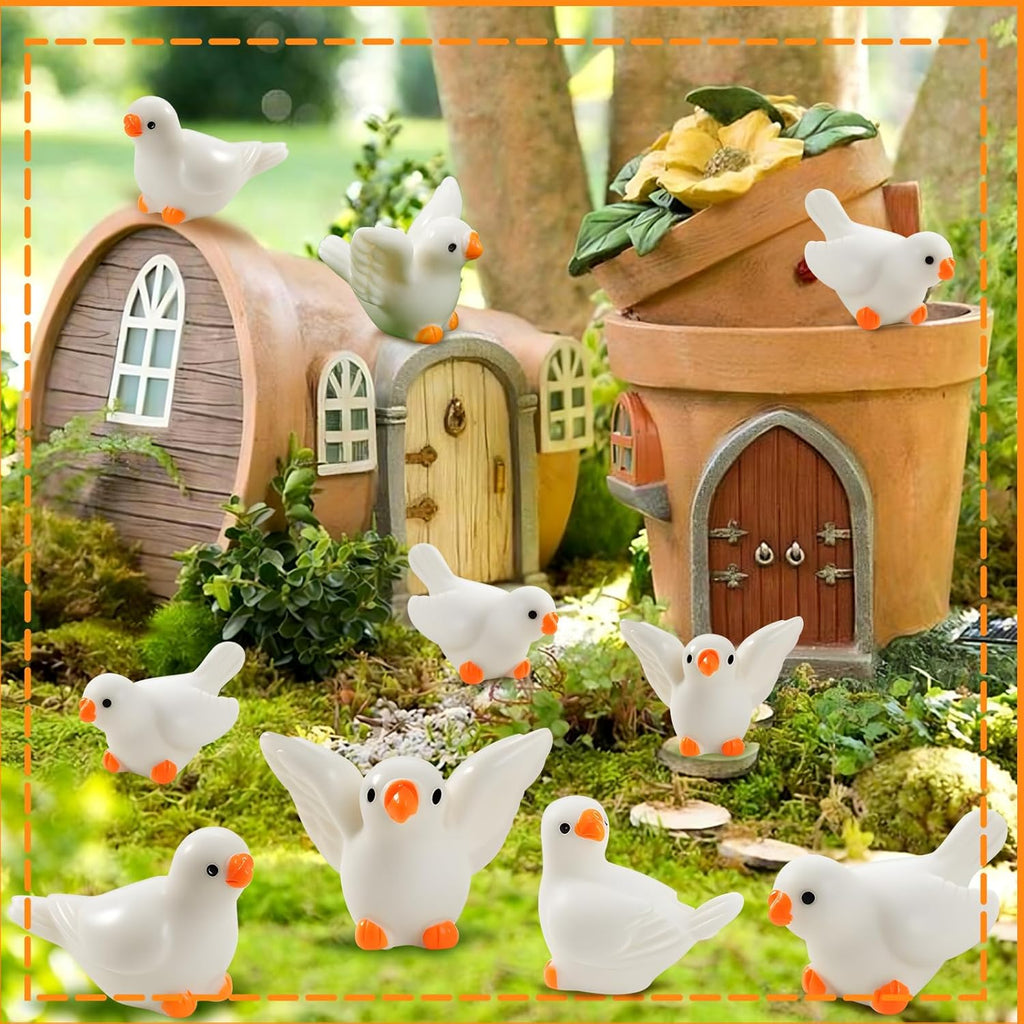 48 Pcs Mini Bird Figurine, 4 Styles Resin Miniature Birds for Crafts, Cute Doves Bird Statue for Dollhouse DIY Craft Garden Decor
