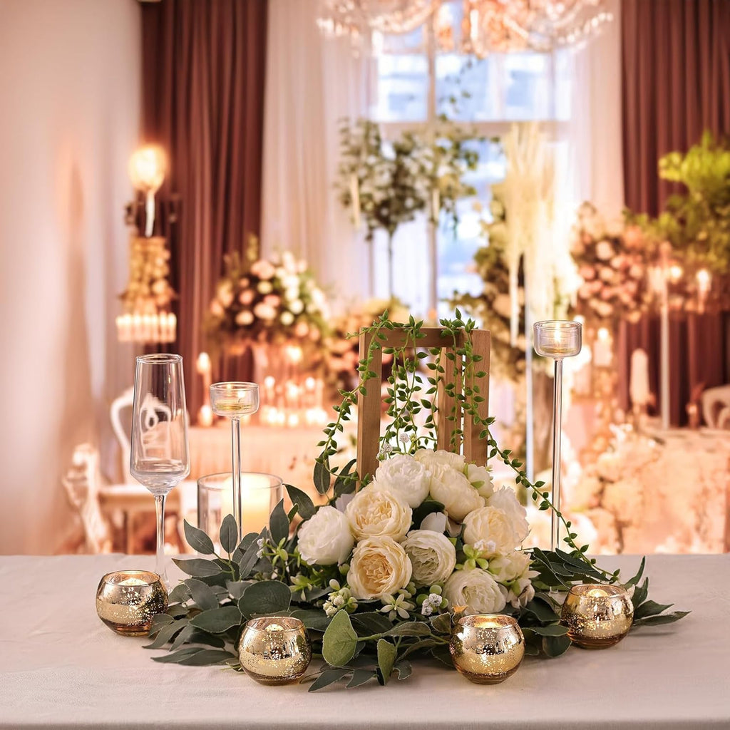 WGVI 6 Pcs Gold Speckled Glass Tea Light Votive Candle Holders, Width 3", Height 2.5", Small Globe Bubble Bowl Round Vase, Mercury Votive Tabletop Décor