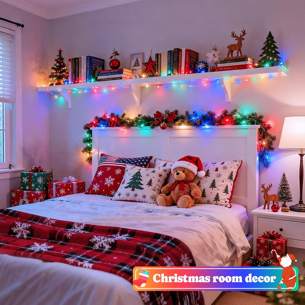 JMEXSUSS 2 Pack Multicolor Fairy Lights Battery Operated, Total 200 LED 66ft Indoor Christmas Twinkle Lights with Remote, 8 Modes Multicolor String Lights for Bedroom Wedding Birthday Party