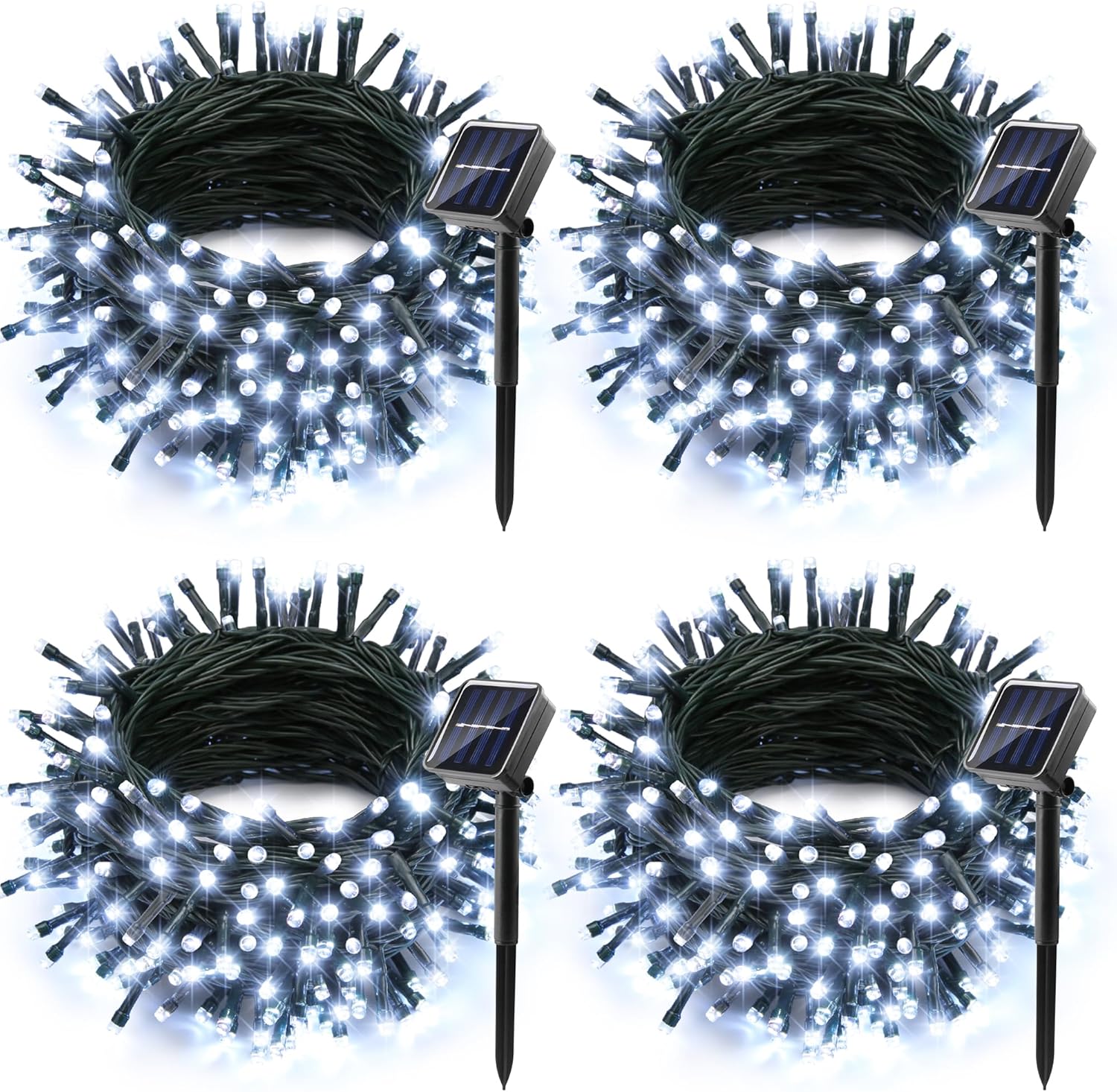 Joomer Solar Christmas Lights Outdoor 4 Pack Total 156FT 400LED 8 Lighting Modes Solar String Lights Waterproof Fairy Tree Lights for Garden Yard Patio Christmas Decoration (White)