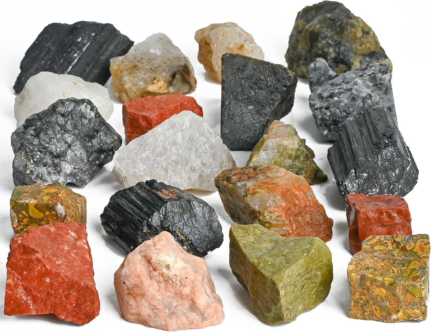 Crocon 1LB Exclusive Assorted Rough Bulk Natural Stone Raw Gemstone Tumbling Cabbing Polishing Gem Mining Chakra Balancing Reiki Healing Good Luck Gift Home Office Decor