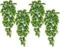 RECUTMS Artificial Hanging Plants 4Pcs, Fake Monstera Leaves Ivy Vine Faux Greenery UV Resistant Tropical Palm Leaf Swag Plant for Garden Home Jungle Hawaiian Luau Party Outdoor Indoor Spring Décor