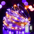 LAMPHOME Halloween Fairy Lights Plug in, 33Ft 100 LEDs Waterproof Twinkle Firefly Lights, Adaptor Included, Starry String Lights for Wedding Indoor Outdoor Christmas Patio Garden, Orange and Purple