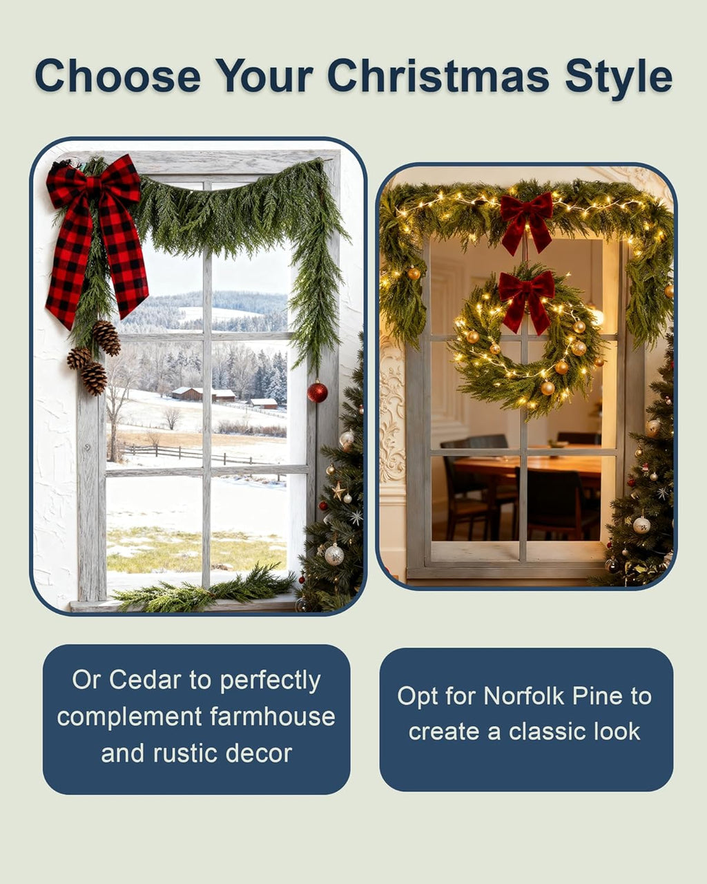 12FT (2 * 6FT) Real Touch Cedar Garland - Lush & Feathery Artificial Pine Garland, Unlit Faux Greenery for Mantle Staircase, Natural Woodsy Charm Christmas Decor Indoor Outdoor