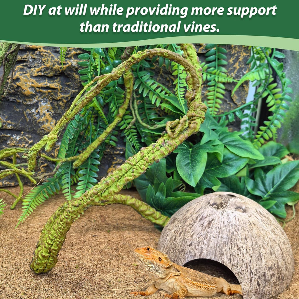 PINVNBY Flexible Bend-A-Branch Jungle Vines Pet Habitat Decor Reptile Plants Terrarium for Lizard, Frogs, Snakes and More Reptiles Climbing (Fat: 43.31 x 0.79 Inch)