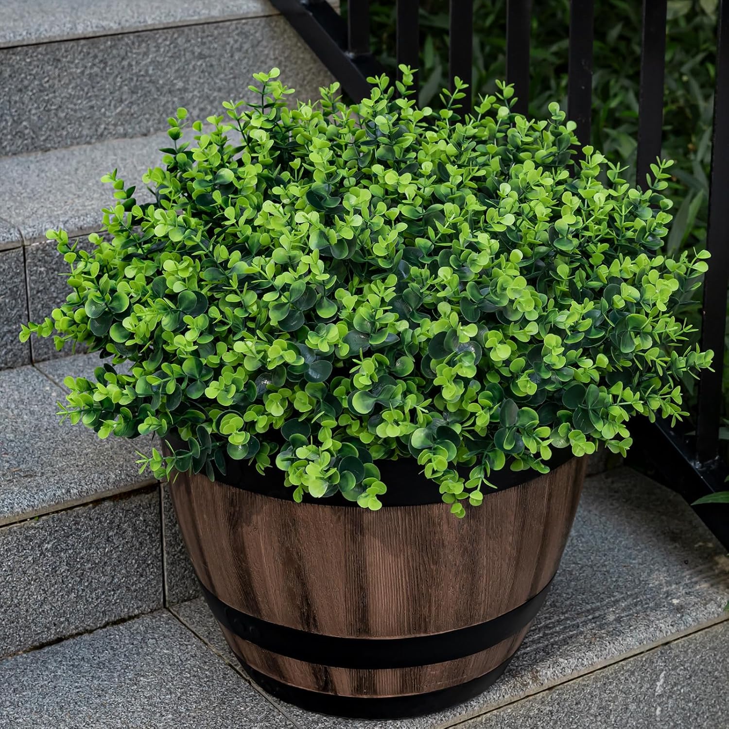 20 Bundles Artificial Plants for Outdoor Fake Plants for Spring Decoration,Faux Eucalyptus Plants for Planter UV Resistant Lifelike for Home Porch Garden（Green）