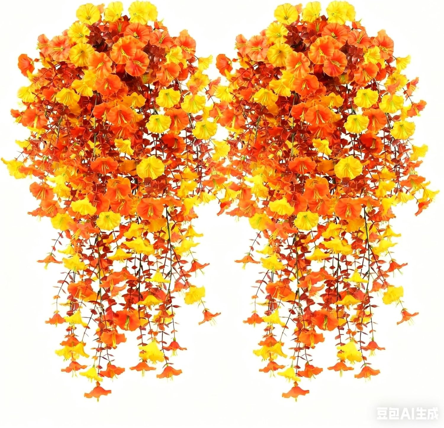 AirSun Artificial Morning Glory Flower Vines, 2pcs 60inch Hanging Plants Silk Garland Fake Green Plant Home Garden Wall Fence Indoor Outdoor Wedding Birthday Decor