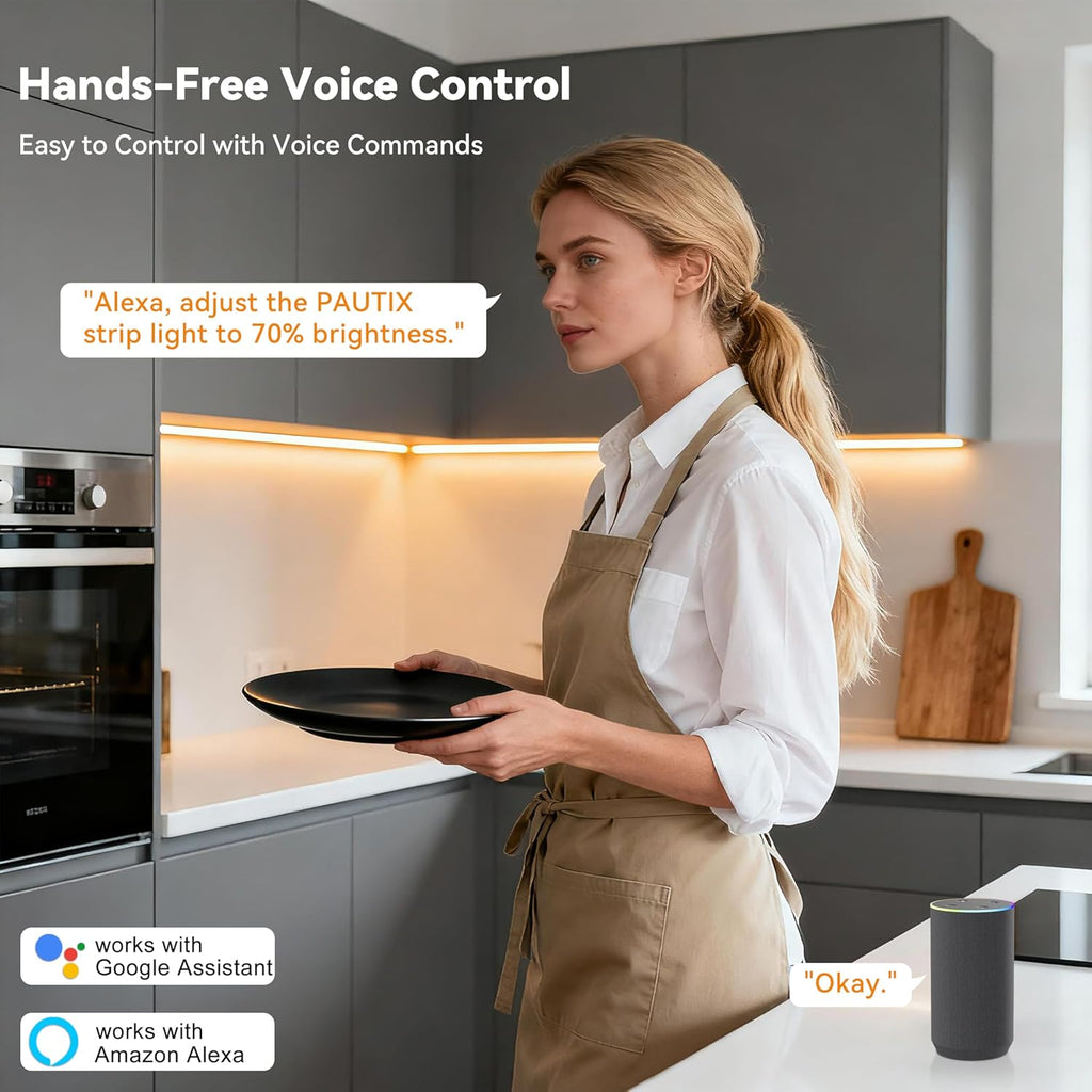 PAUTIX 2-Way RF WiFi Smart Remote Dimmer for Single Color LED Strip Lights,Work with Alexa and Google,14-Key Wireless Remote,DC 12-24V Controller for 3528/2835/5050/COB LED Strip Light(One to Two Way)