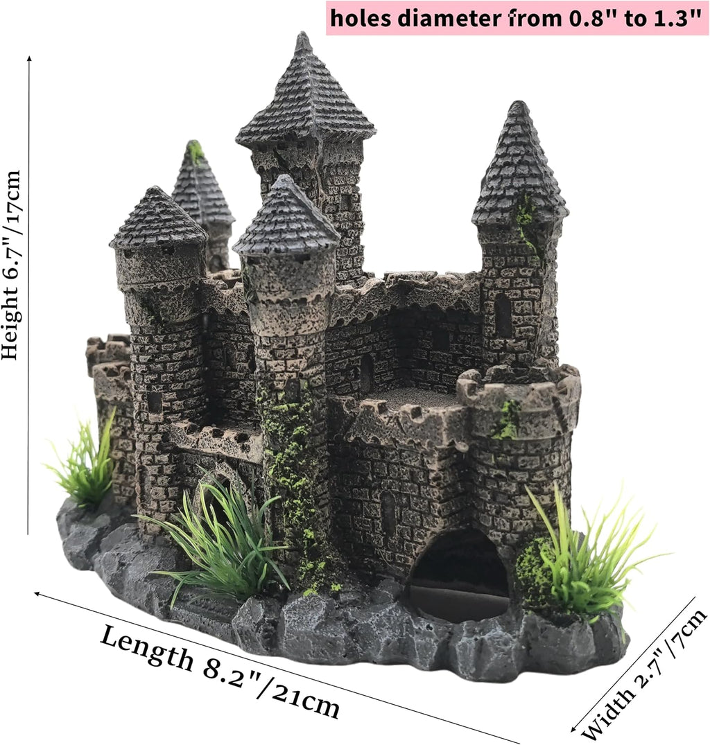 M2cbridge Aquarium Decor Castle Shipwreck Ornament Underwater Landscape(Mountain Castle)
