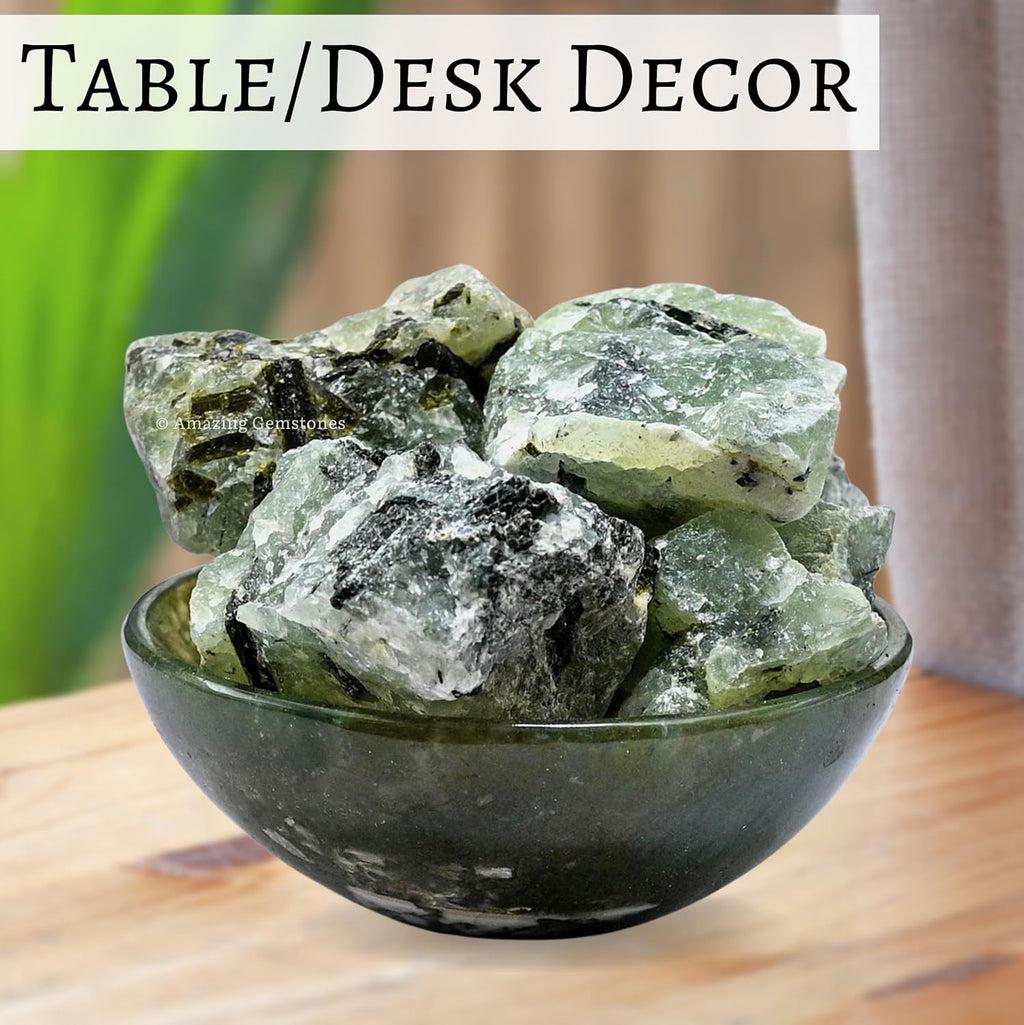 Amazing Gemstone 2 Pieces Prehnite Raw Crystals and Healing Stones, Natural Rocks for Tumbling and DIY Raw Stones and Crystals