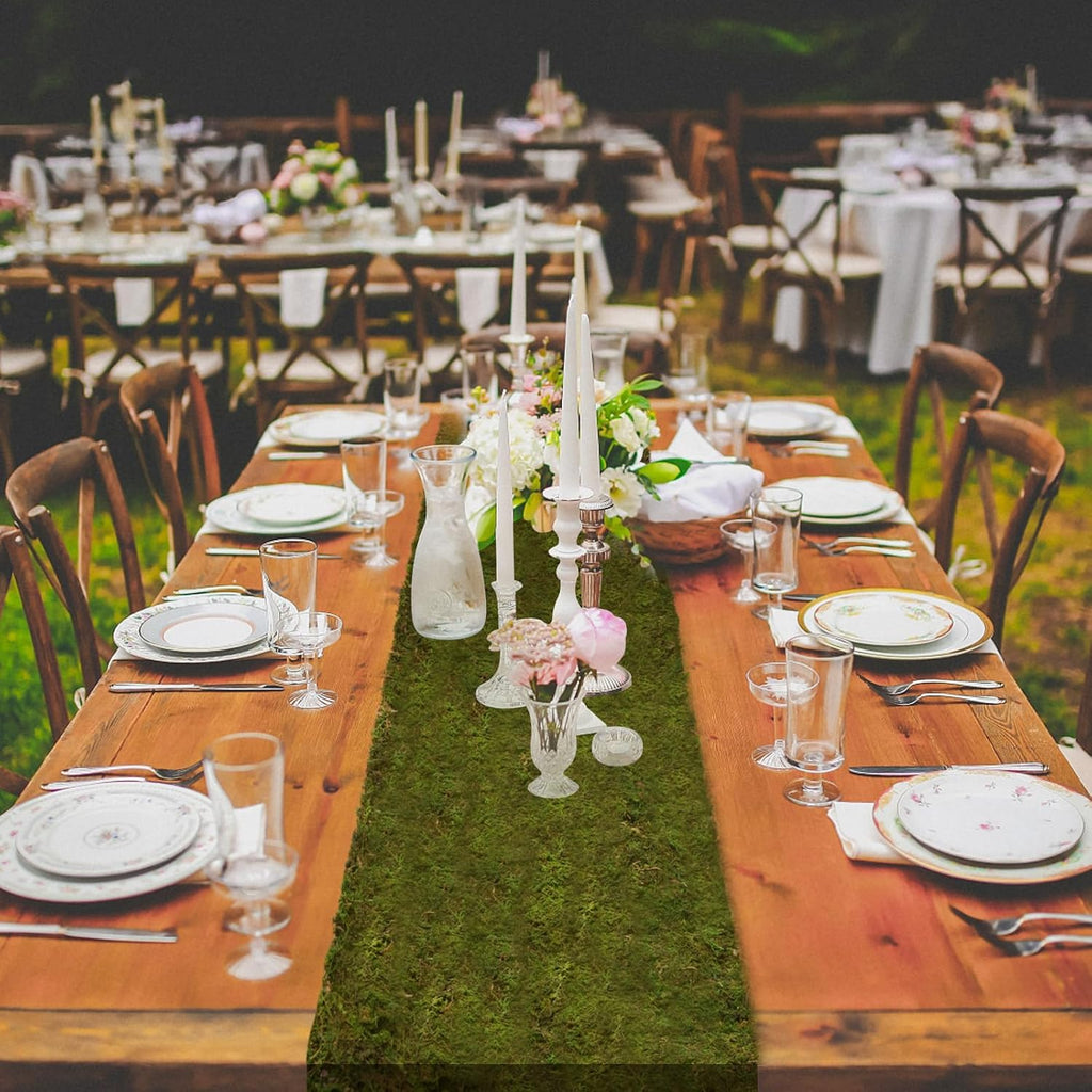 Dried Moss Table Runner Green Moss Sheet Roll for Crafts Preserved Moss Mat for Table Decoration Green Moss for Fairy Wedding Party Woodland Garden Decor (108 * 16 inch)