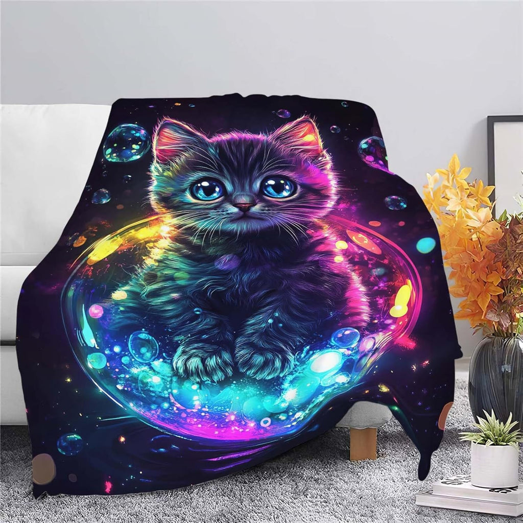 Cat Throw Blanket Cat Stuff Gifts for Kids Girls Boys Adults Women Man Soft Cozy Warm Plush Fluffy Fuzzy Fleece Blanket Decor 40''X50''