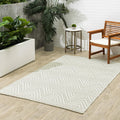 Fab Habitat Chevron Outdoor Rug - Waterproof, Fade Resistant, Crease-Free - Premium Recycled Plastic - Striped - Porch, Deck, Balcony, Mudroom, Laundry Room, Patio - Patan - Beige - 3 x 5 ft