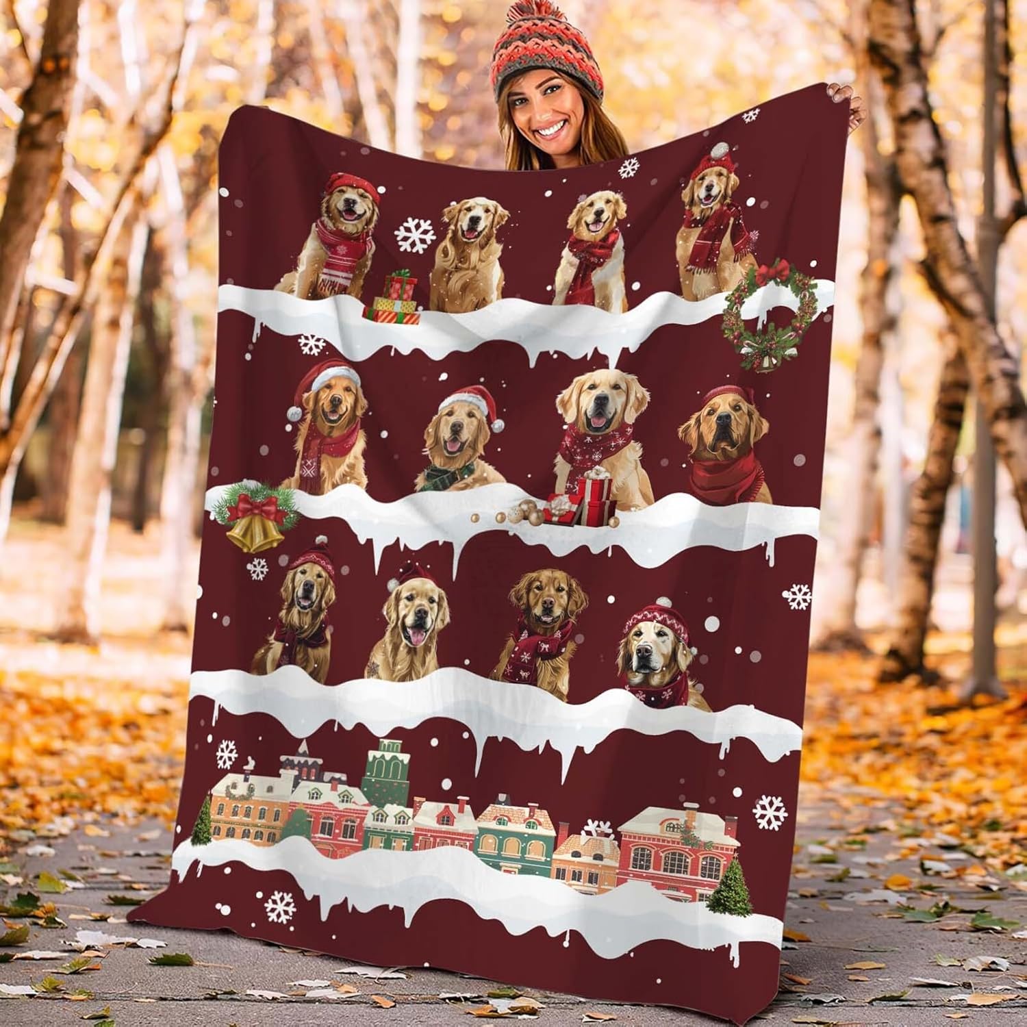 Golden Retriever Throw Blanket Golden Retriever Dog Christmas Stuff Gifts for Kids Girls Boys Adults Women Man Soft Cozy Warm Plush Fluffy Fuzzy Fleece Blanket Decor 60''X80''