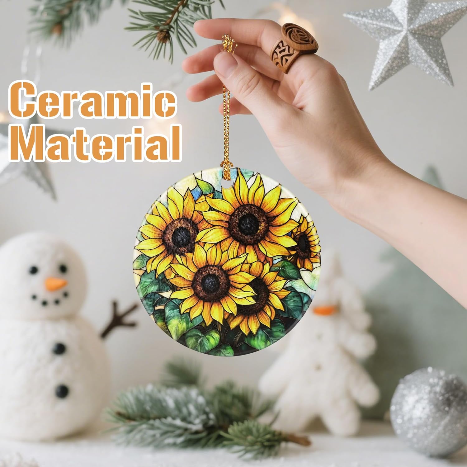 Sunflower Christmas Tree Decorations, Christmas Ornaments, Keepsake Ornaments, Holiday Decor, Xmas Gifts, Gifts for Flower Lovers & Sunflower Lovers