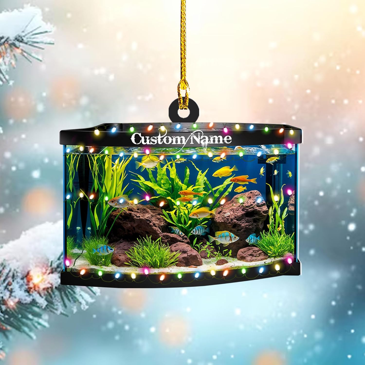 Personalized Aquarium Christmas Ornament, Fish Christmas Ornament, Gift for Fish Lover, Custom Aquarium Christmas Tree Keepsake, Kids First Gift Ideas, Pet Kids Ornament (AFT6)