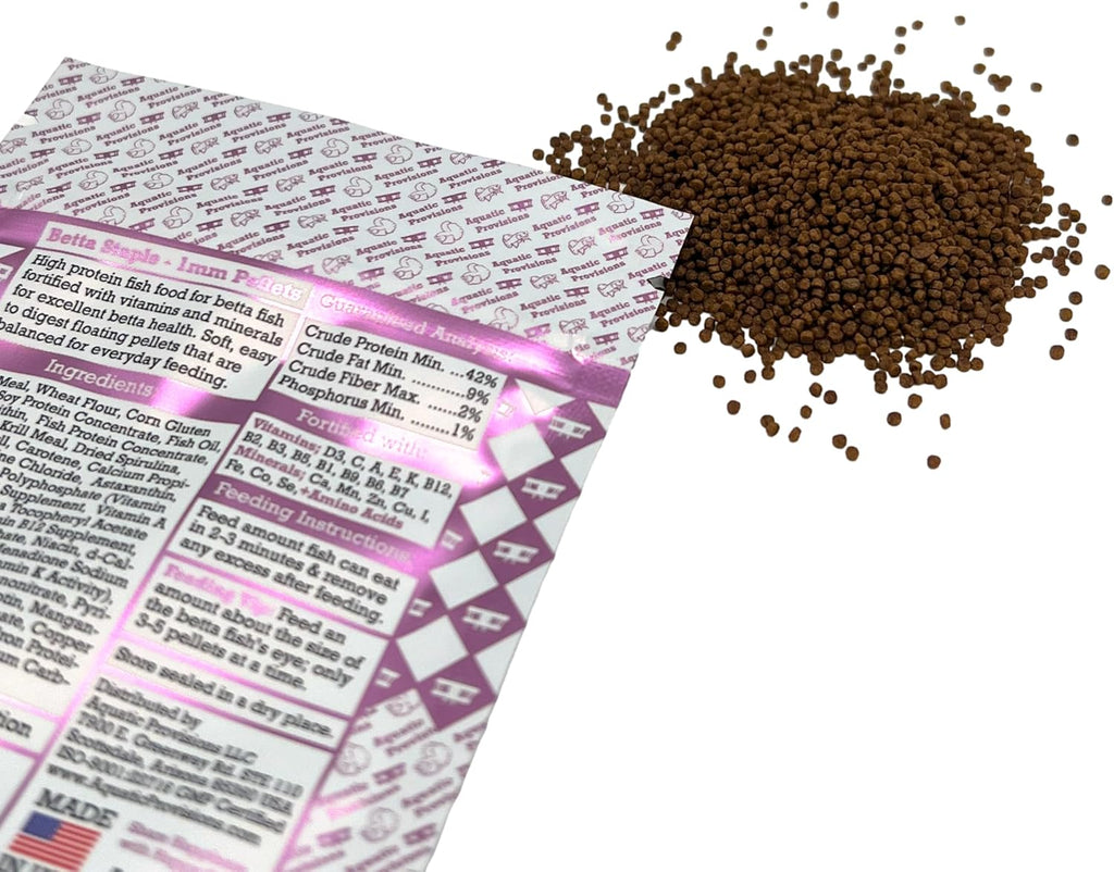 Betta Staple Fish Food, 0.88 oz (25g) Floating 1mm High Protein Pellets