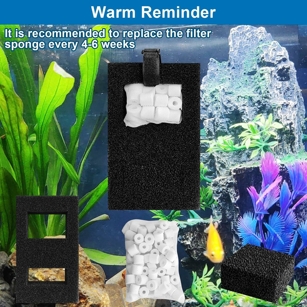 Aquarium Filter Media Replacement Compatible with Fluval Flex (15 Gal) Desktop Aquarium,2 A1375 Foam Filter, 2 Carbon Filter Refills, 2 Ceramic Rings and 2 Filter Cord
