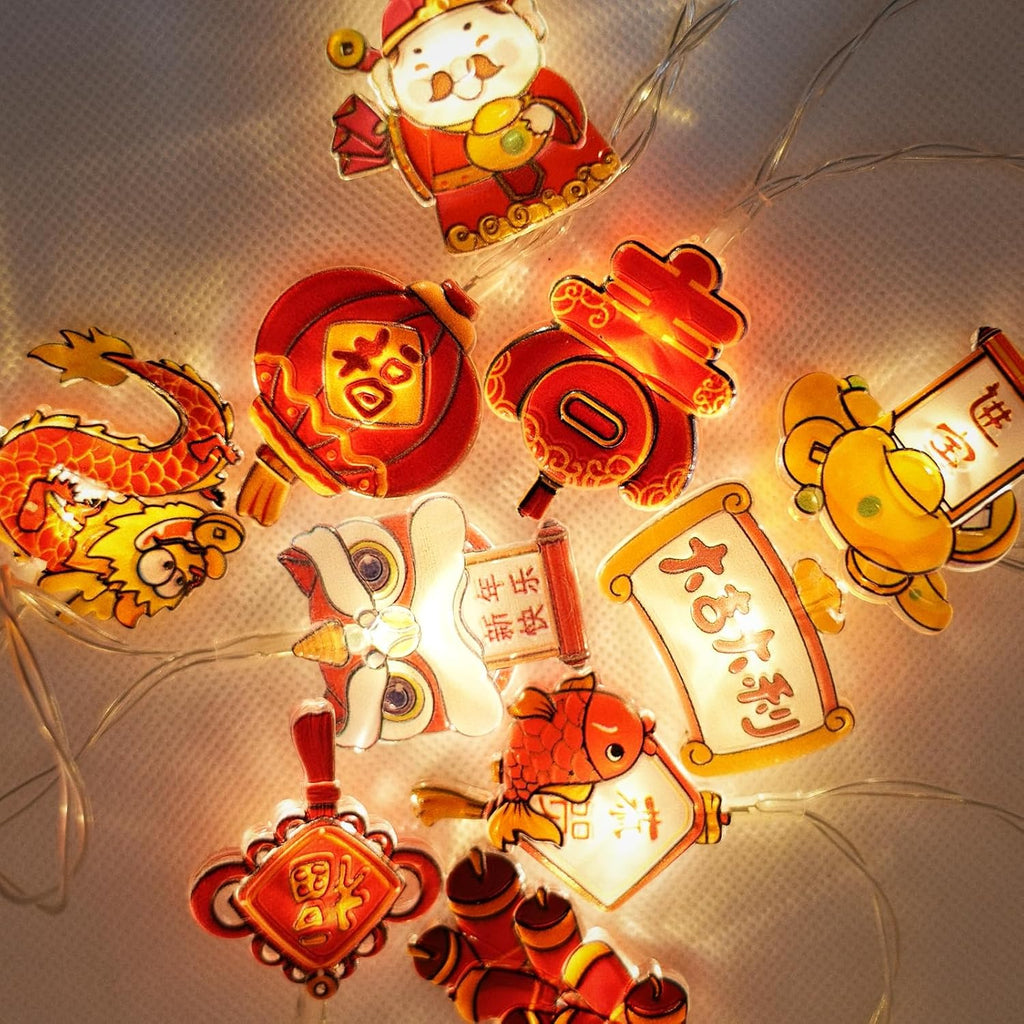 Chinese New Year 2026 String Lights with Timer & 8 Flashing Mode, 20 LEDs 10ft Battery Operated, Chinese New Year Gifts Decorations 2026 for Indoor, Bedroom（Remote Included）
