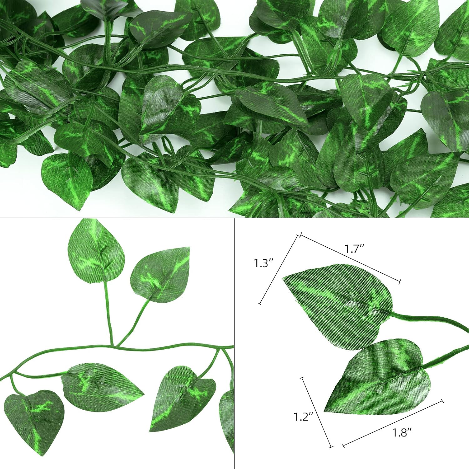 Tbestmax 473 Feet 72 Pack Artificial Ivy Leaf Plants, Green Vine Leaves, Greenery Hanging Garland, Fake Foliage Flowers for Home Kitchen Garden Office Wedding Wall Decor