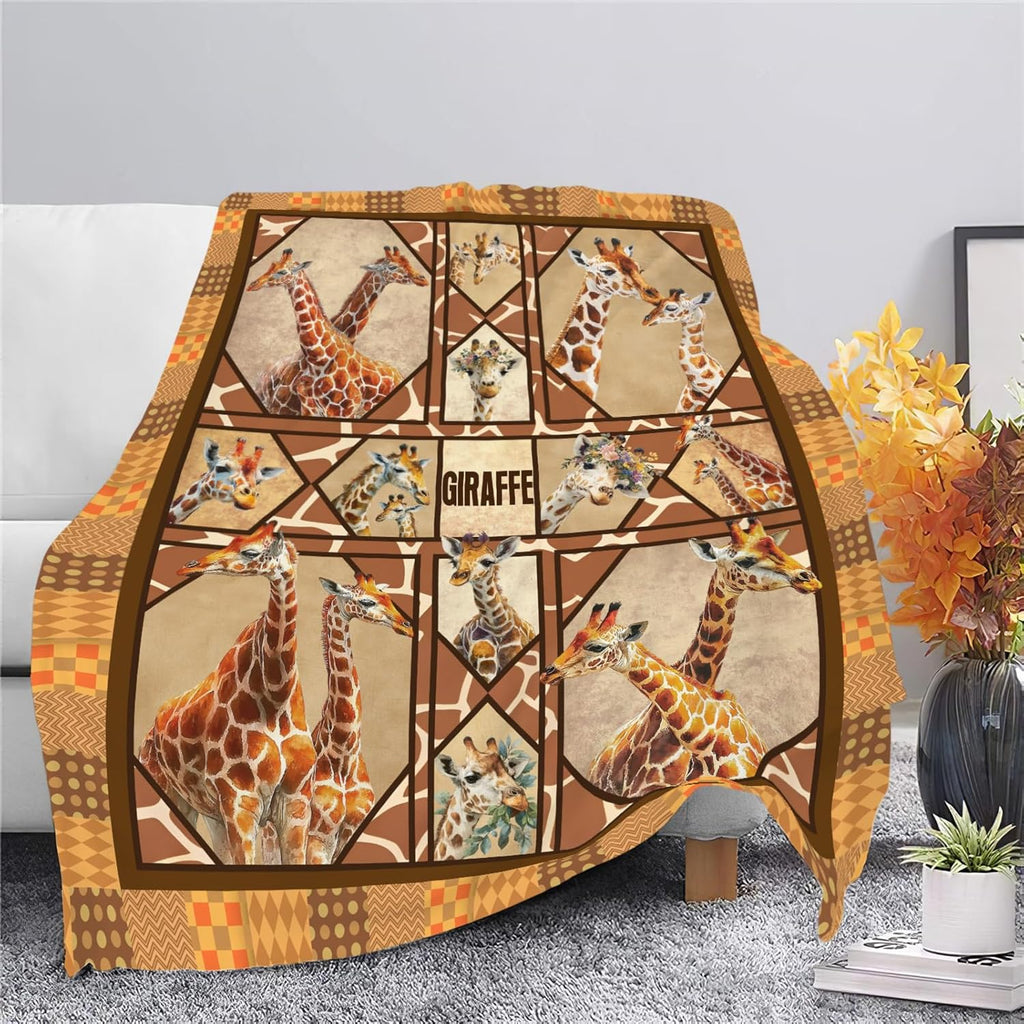 Giraffe Throw Blanket Giraffe Stuff Gifts for Kids Girls Boys Adults Women Men Soft Cozy Warm Plush Fluffy Fuzzy Fleece Blanket Decor 60''X80''