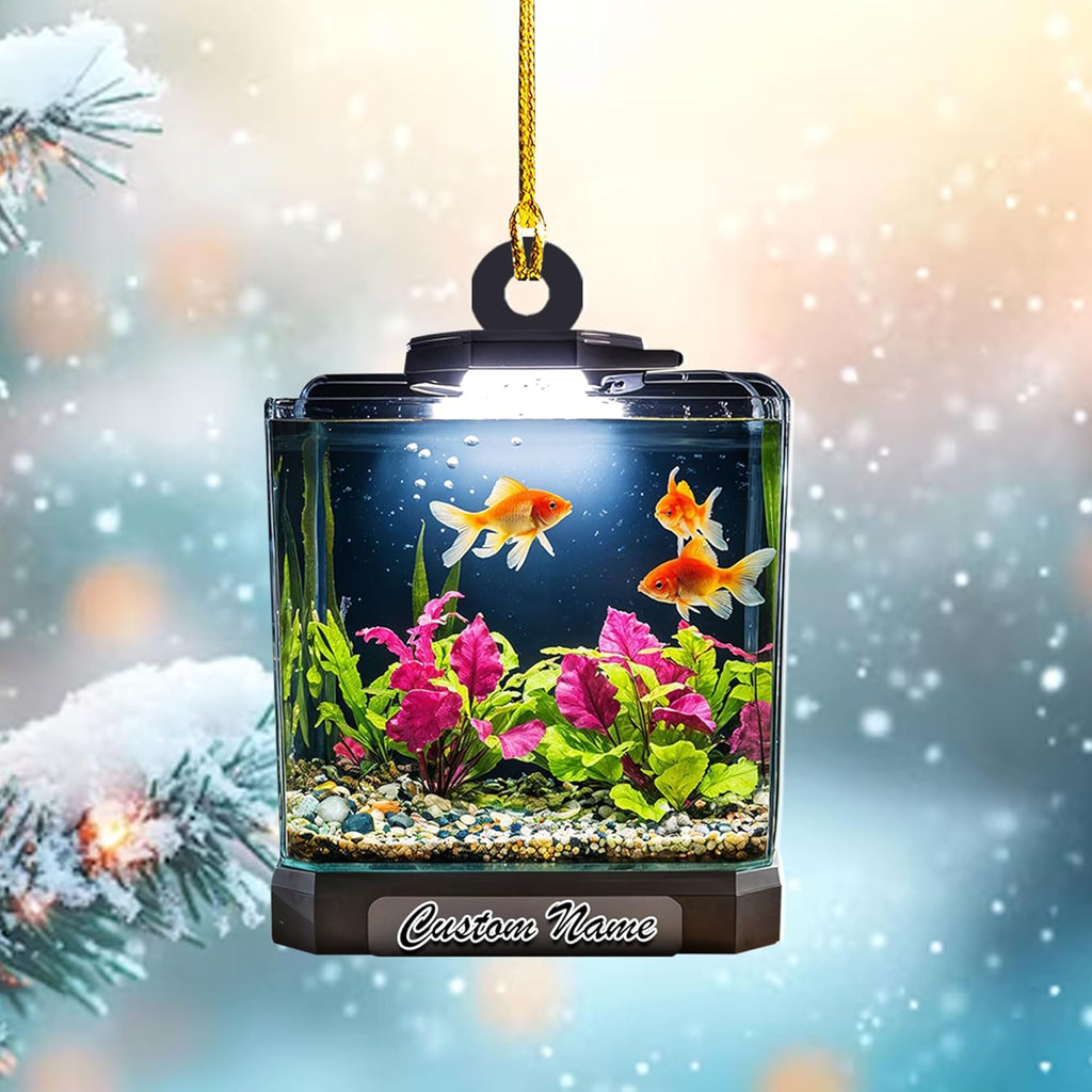 Personalized Aquarium Christmas Ornament, Fish Christmas Ornament, Gift for Fish Lover, Custom Aquarium Christmas Tree Keepsake, Kids First Gift Ideas, Pet Kids Ornament (AFT10)