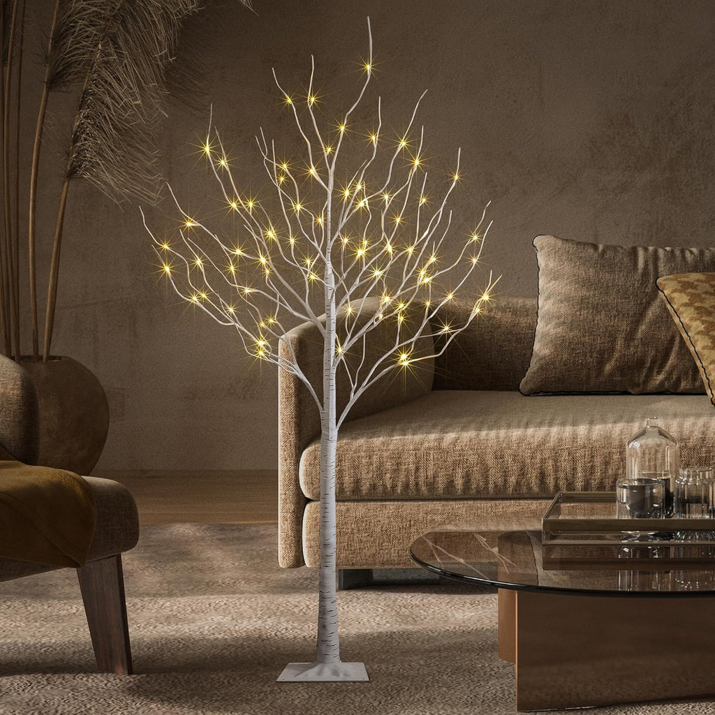 Lighted Birch Tree 6FT 72 LED Artificial Tree for Decoration Inside and Outside, Home Patio Wedding Festival Christmas Decor, Warm White