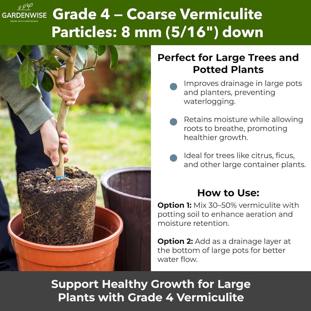 Organic Coarse Vermiculite for Indoor Gardening Plants and Mushrooms – Enhances Soil Aeration, Seed Germination, Rooting Cuttings – Small Packages and Bulk (Vermiculite Grade 4 – Coarse, 15 quarts)