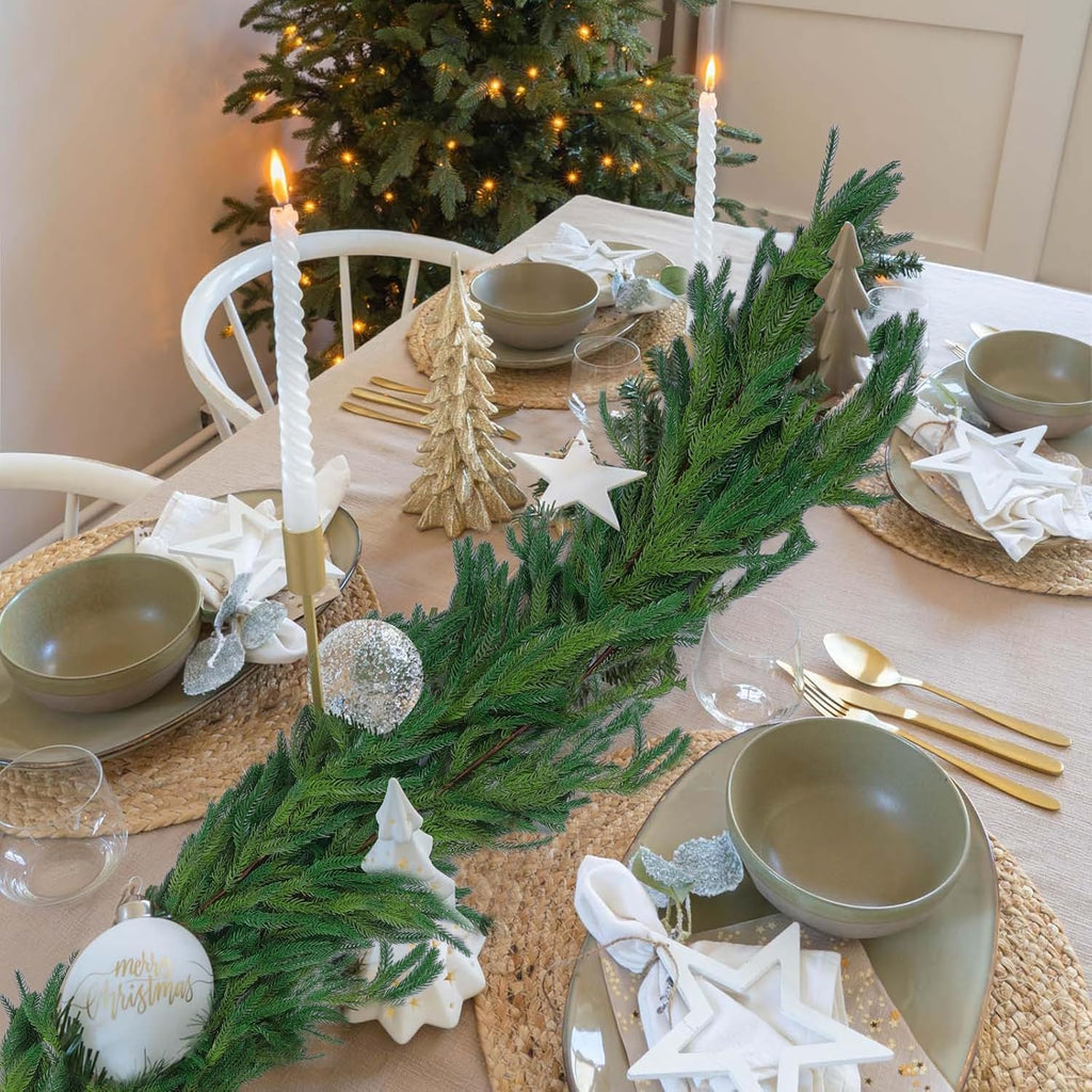 Green Garlands for Decoration,6FT Indoor Pine Garland for Christmas,Green Artificial Greenery Garland Real Touch Pine Garlands for Table, Mantle, Wall, Indoor