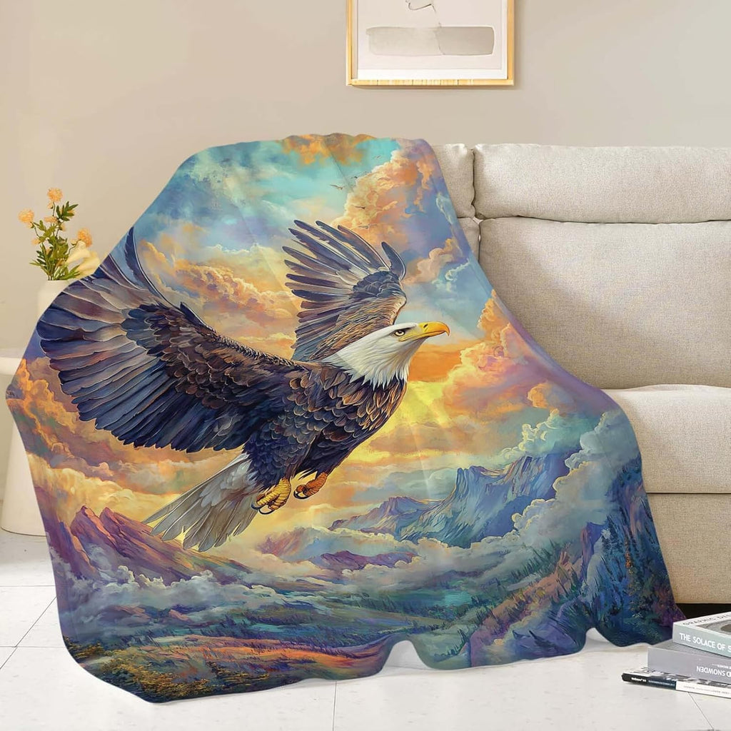 Eagle Throw Blanket Bald Eagle Stuff Gifts for Kids Girls Boys Adults Women Man Soft Cozy Warm Plush Fluffy Fuzzy Fleece Blanket Decor 60''X80''
