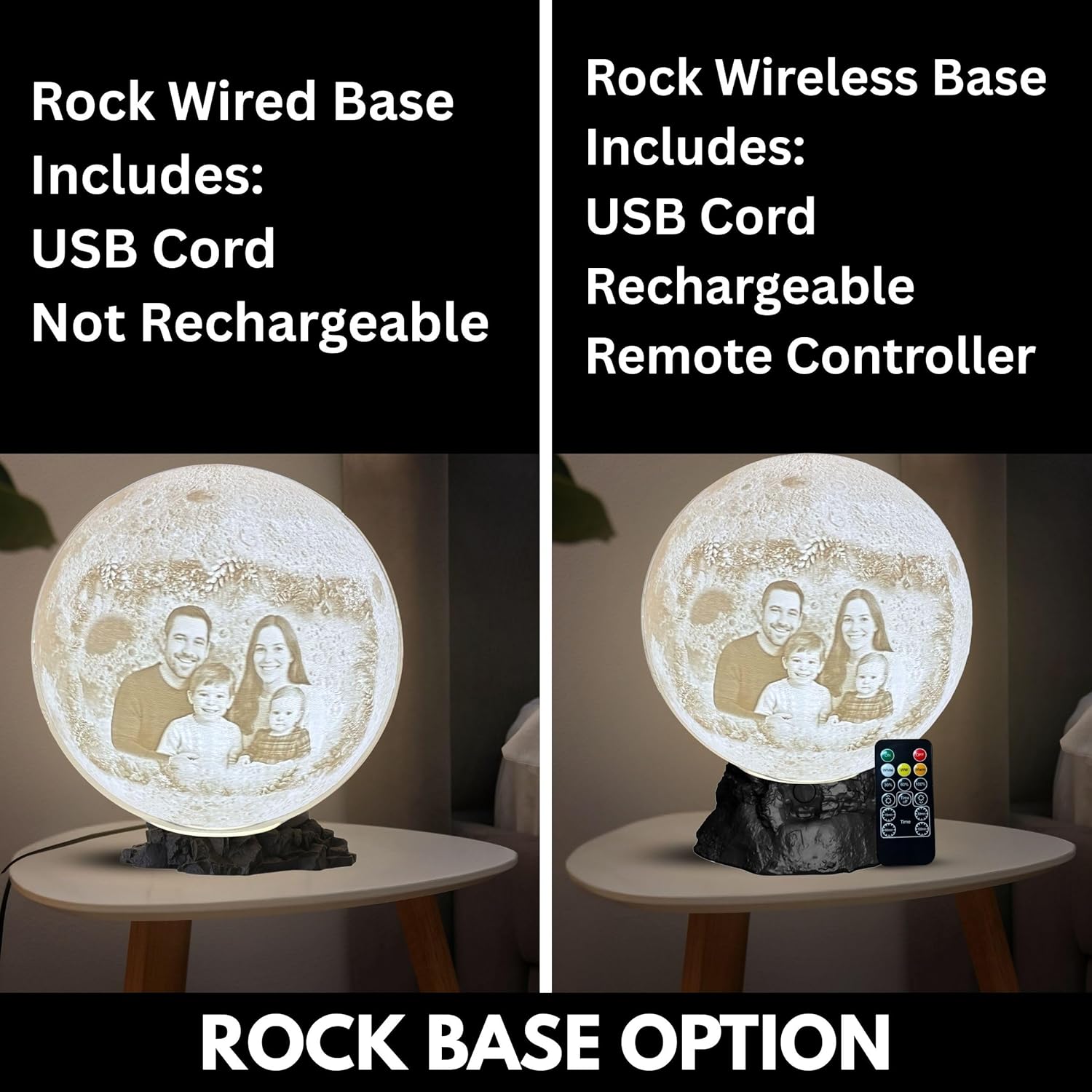 Personalized Christmas Moon Lamp with Custom Photo & Text – Moon Light for Holidays, Christmas Decor, Stocking Stuffers & Family Keepsakes | Christmas Gift for Family, Couples, Kids & Friends