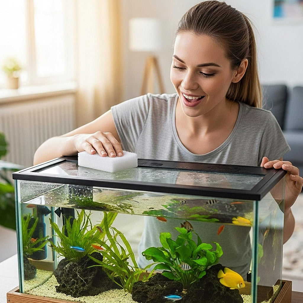 Vesici 24 Pcs Aquarium Algae Pad Double Side Algae Pad Aquarium Cleaner Sponge Non Scratch Fish Tank Scraper Cleaning Tools for Glass Acrylic Turtle Fish Tank Supplies