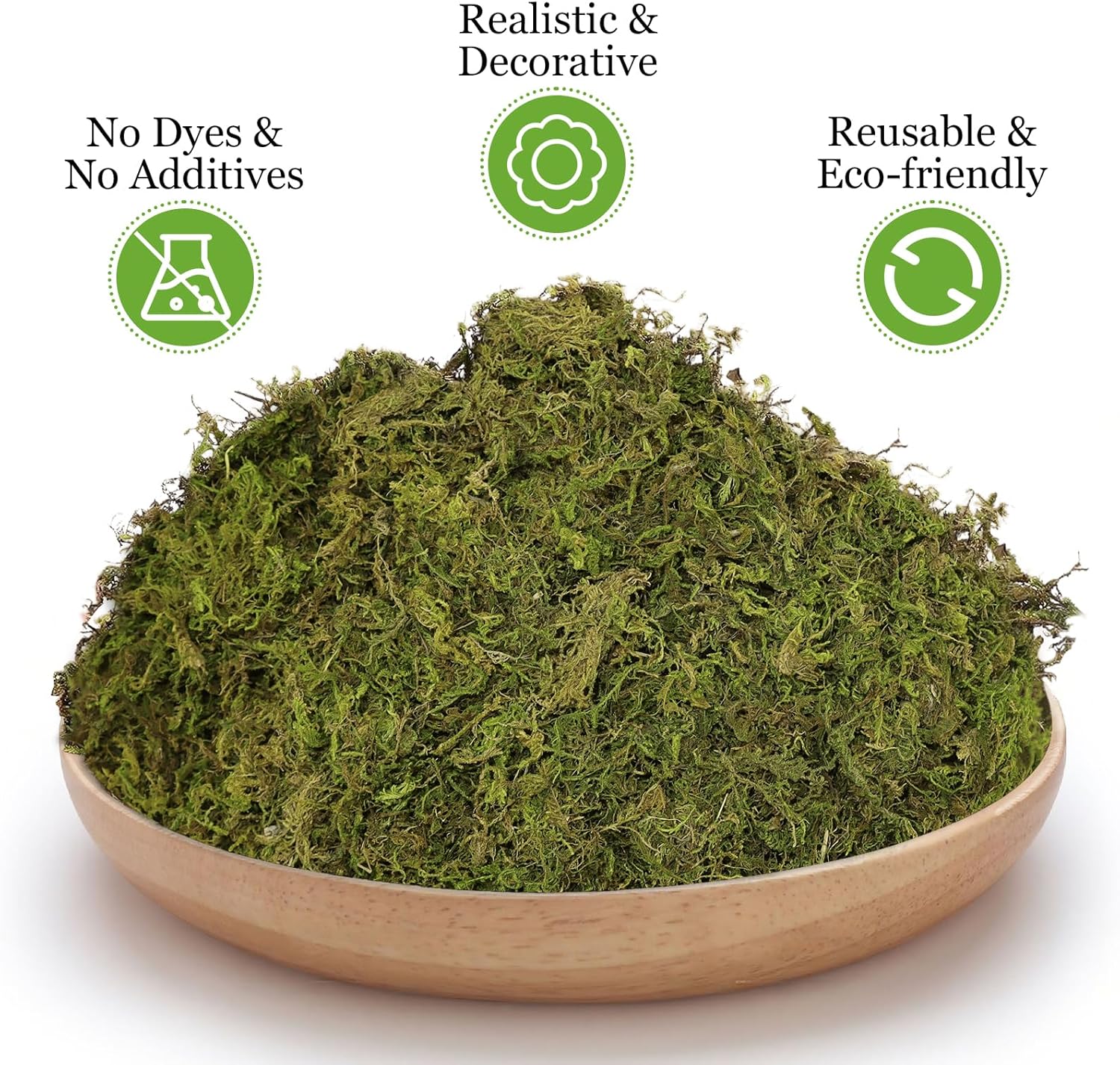 Riare 1.3LBS Artificial Fake Moss for Fake Plants Indoor- Premium Faux Craft Moss for Potted Plant, Fresh Green Moss Forest Moss for Hamsters Micro-Landscape Terrariums Centerpieces Decor