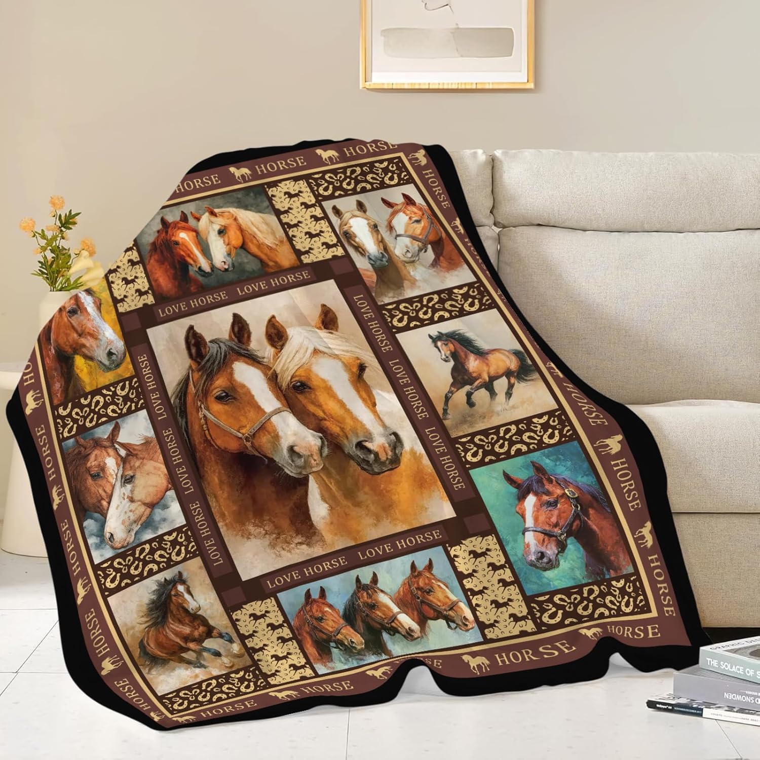 Horse Throw Blanket Horse Stuff Gifts for Kids Girls Boys Adults Women Men Soft Cozy Warm Plush Fluffy Fuzzy Fleece Blanket Decor 40''X50''