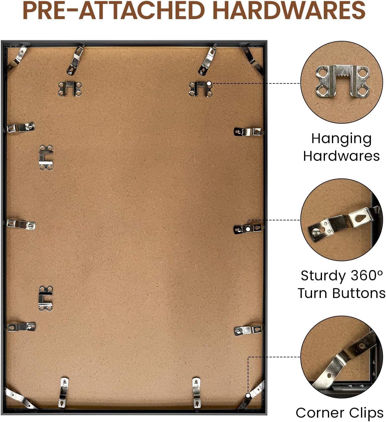 Heimlove 16x22 Metal Picture Frame,Black Aluminum Wall Gallery Poster Puzzles Artwork frames-Real Tempered Glass,Mounting Horizontally or Vertically Decor for Wall-1Pack
