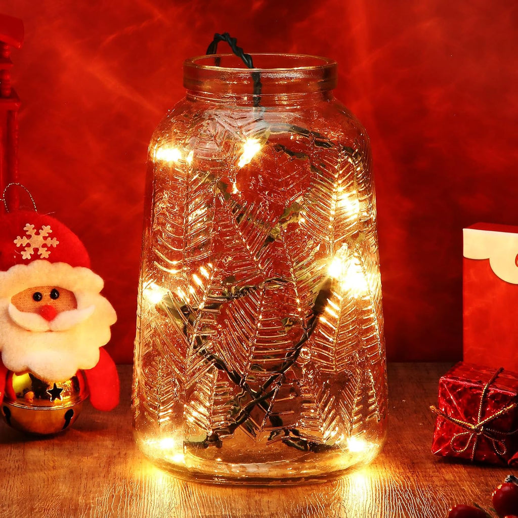 Mini Christmas Lights String Warm White Vintage Short Strand String Lights, Clear Bulbs Wire Fit Light up Christmas Decorations(10 Bulbs No Connectable,5.5ft,Green)