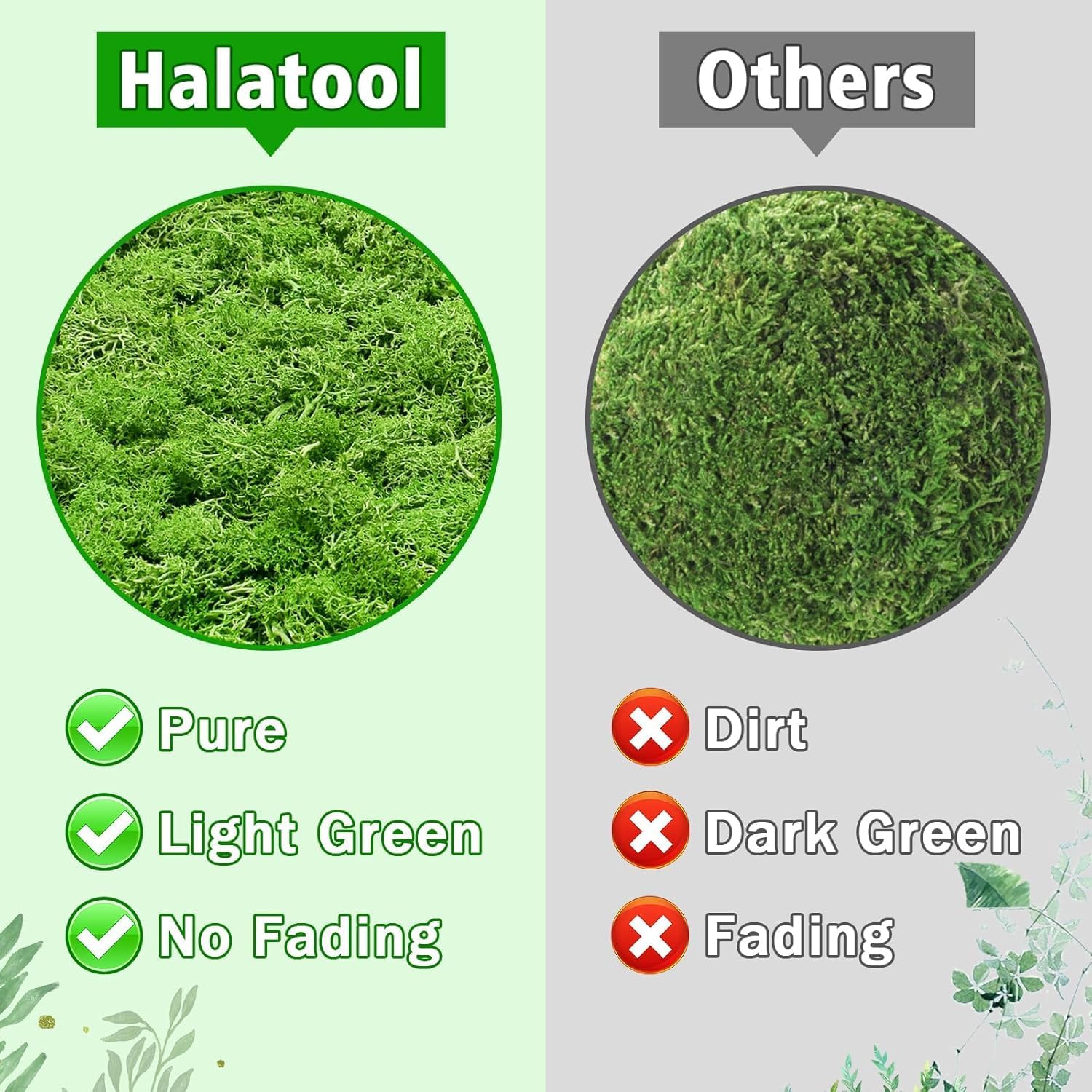 Halatool Preserved Moss for Crafts, Green Reindeer Moss for DIY Decorating Art Potted Fairy Garden Accessories Table Centerpieces Wedding Christmas Fairy Party Decor(1.1 LB)