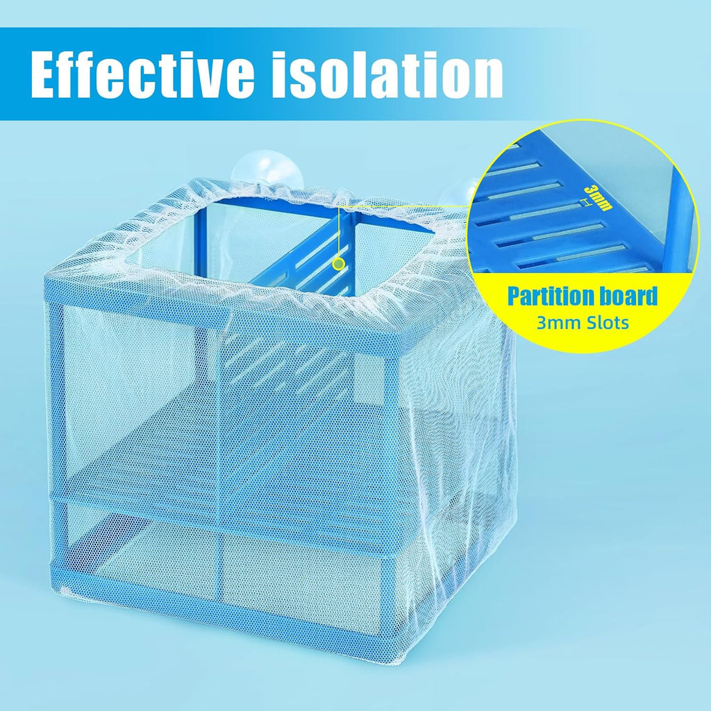 AQUANEAT Fish Tank Breeder Large Mesh Net Fry Saver Aquarium Spawn Hatchery Isolation with Suction Cups Hatchery Incubator for Shrimp Betta