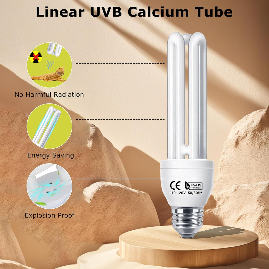 Linear UVA/UVB Lamp 10.0, 26W - Desert Habitat Lighting, Compact Terrarium Lamp, UVB Light Bulb for Bearded Dragon, Lizard, Tortoise, Snake, Gecko & All Desert-Dwelling Reptiles