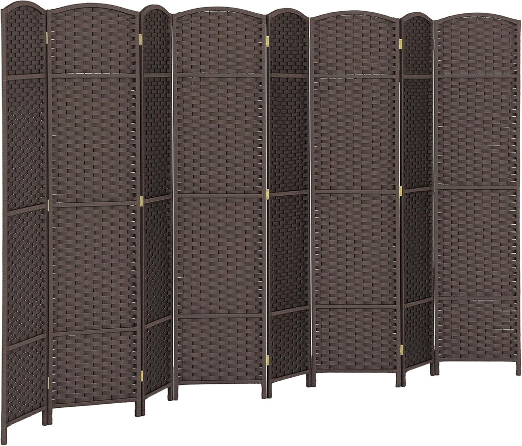HOMCOM Room Divider, 8 Panel Folding Privacy Screen, 5.6' Tall Freestanding Wall Partition for Home Office, Bedroom, Brown
