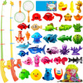 CozyBomB™ Magnetic Fishing Toys Game Set for Kids | Water Table Bathtub Kiddie Pool Party Pole Rod Net, Outdoor Plastic Floating Fish, Toddler Bath Color Ocean Sea Animals Birthday Gift Age 3-5 6 4-8