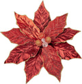 Hollyone 3PCS Poinsettia Christmas Flowers Artificial 11" Large Red Glitter Poinsettia Flowers Christmas Tree Ornaments Floral Picks for Tree Wreath Garland Vase Table Centerpiece Home Decor